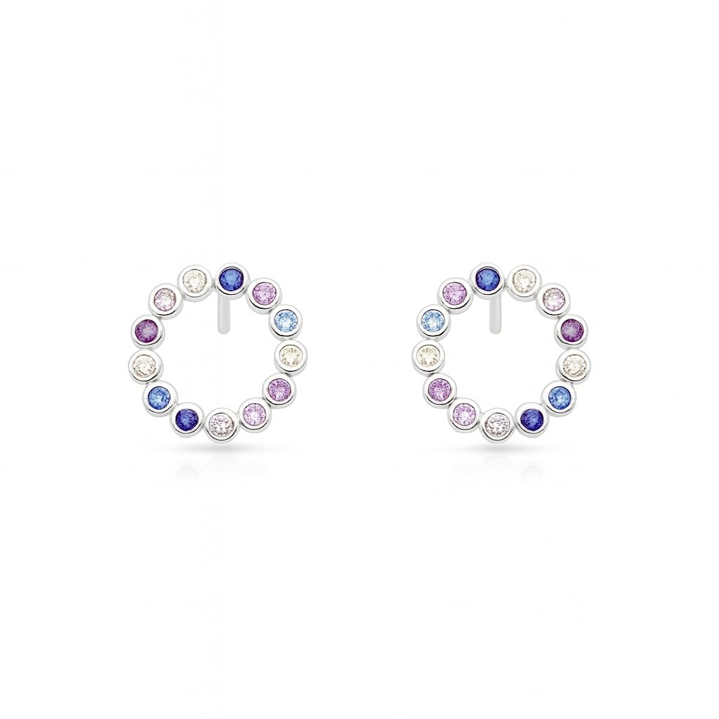 Sidabriniai auskarai Spalvoti