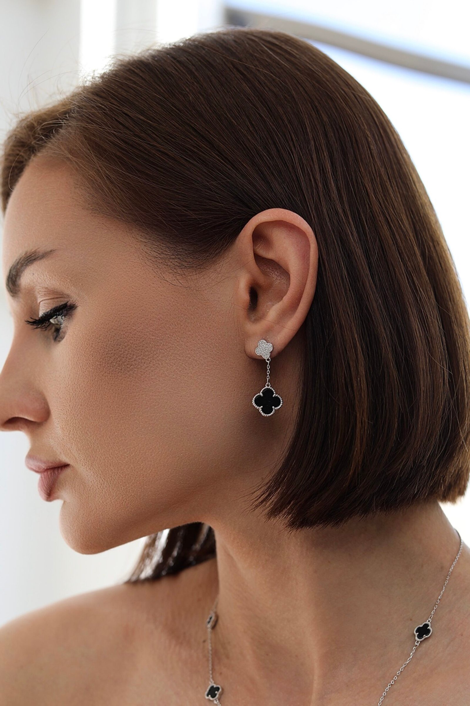 Sidabriniai auskarai Dobilai