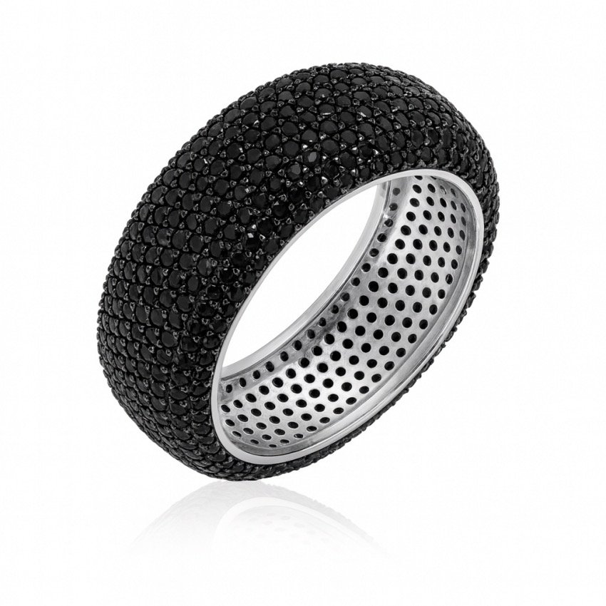 Sidabrinis juodas žiedas su Cirkoniu