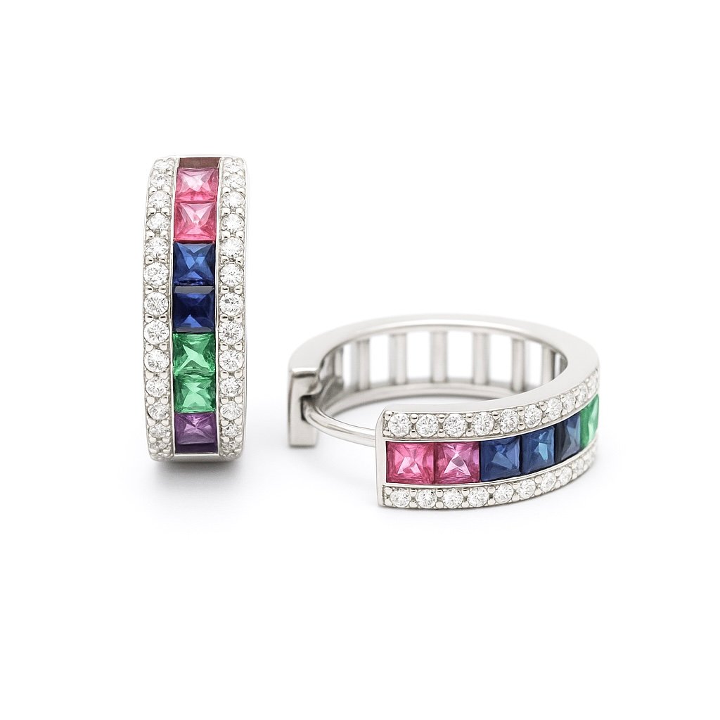 Sidabriniai spalvoti auskarai