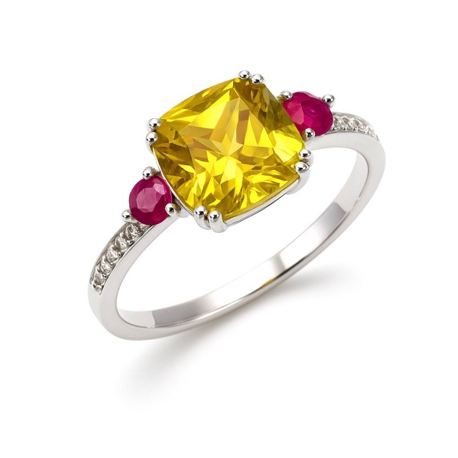 Sidabrinis žiedas su geltonu Cirkoniu