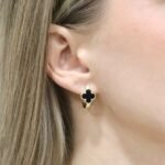 Sidabriniai paauksuoti auskari Dobilai