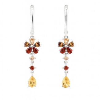 Sidabriniai spalvoti auskarai Gėlės