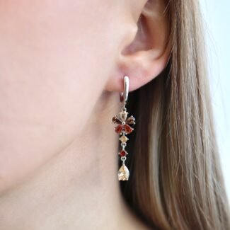 Sidabriniai spalvoti auskarai Gėlės