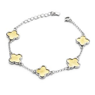 Sidabrinė paauksuota apyrankė su dobilais