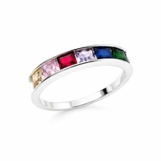 Sidabrinis spalvotas žiedas