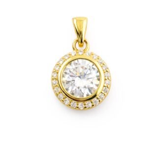 Sidabrinis paauksuotas pakabukas su cirkoniu