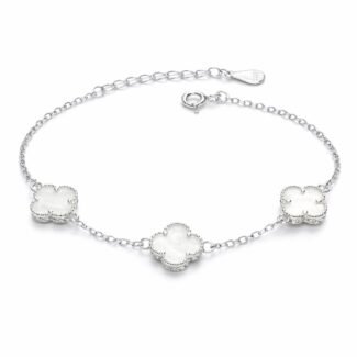 Sidabrinė apyrankė su dobilais