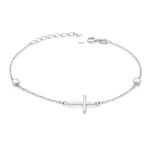 Sidabrinė apyrankė su kryželiu ir cirkoniais