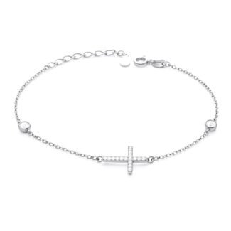 Sidabrinė apyrankė su kryželiu ir cirkoniais