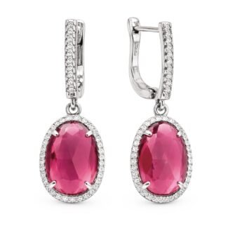 Sidabriniai auskarai su rausvu cirkoniu