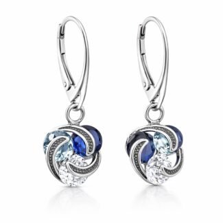 Sidabriniai auskarai su mėlynu cirkoniu