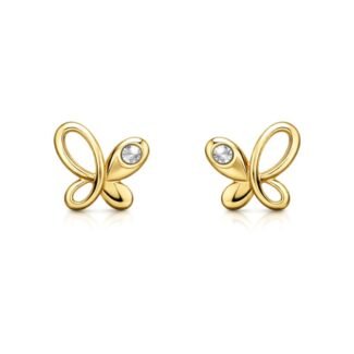 Sidabriniai paauksuoti auskarai drugeliai